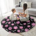 thumbnail image 3 of Pink Fall Pumpkins Bats Stars Pattern Round Blanket,Comfortable Soft Flannel Throw Blanket,All Season,Warm Lightweight Blankets for Sofa Bed Couch Living Room Chair 47"x47", 3 of 5