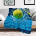 thumbnail image 4 of Tennis Ball Splash Action Motion Throw Blanket - 280GSM Lightweight Flannel, Super Soft Cozy All-Season 50"x60" for Couch, Sofa & Bed - Vibrant Sports Design, Contemporary Style, 4 of 7