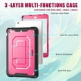 thumbnail image 4 of Dteck Rugged Heavy Duty Protective iPad MINI 1/2/3 Case, 3 Layer Kicktand Shoulder Strap Shockproof Cover With Pencil Holder Front Screen Protector, rose, 4 of 8