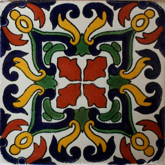 4.2x4.2 Fuego Talavera Mexican Tile, Set of 9 pcs