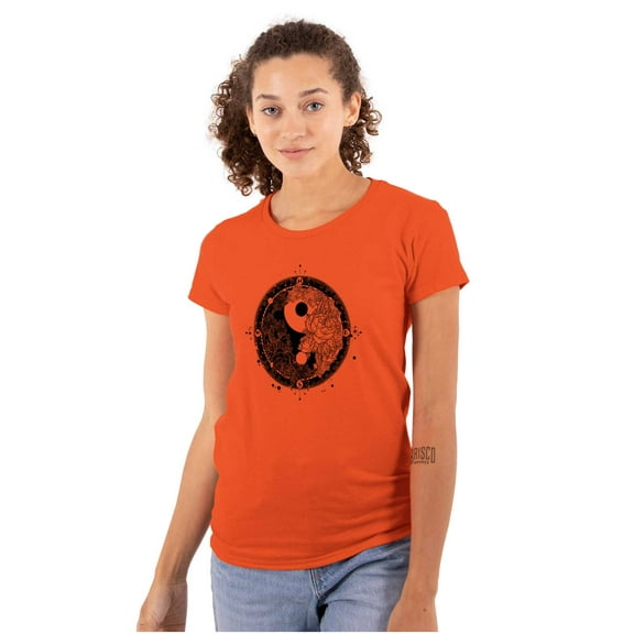 Floral Yin Yang Symbolic Spiritual Womens Fitted Plus Size Graphic Tee Brisco Brands 2X