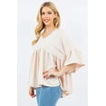 thumbnail image 2 of Celeste Women's S-3X Empire V-neck Top with Flowy Design with Ruffle Sleeves Made in USA, 2 of 5