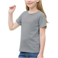 thumbnail image 4 of MKOSPLRT 3-14 Years Summer Tops for Girls Short Sleeve Casual T Shirts Crew Neck Funny Shirts Solid Color Loose Fit Blouses Kids Shirts, 4 of 9