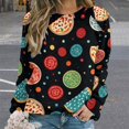 thumbnail image 2 of Fun Pizza Womens Casual Crewneck Sweatshirt Long Sleeve Tops Cute Pullover Loose Fit, 2 of 7