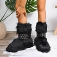 thumbnail image 5 of YLYL Women's Mid Calf Boots Furry Fluffy Warm Fur Lined Round Toe Y2K Fashion Outdoor Snow Boots, 5 of 9