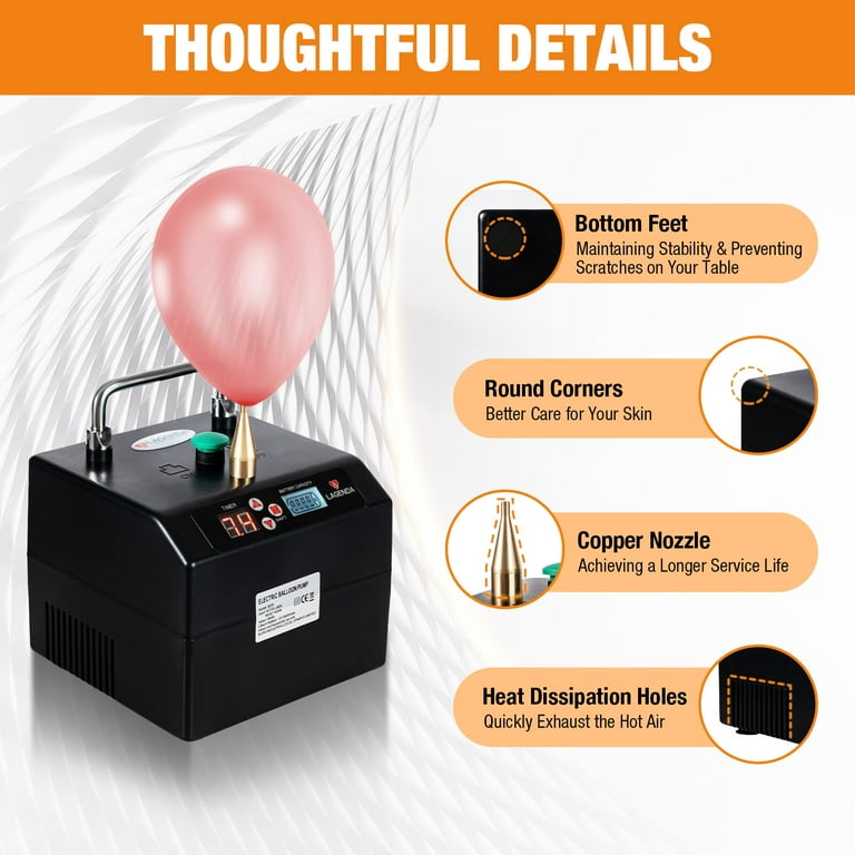 Lagenda Portable Electric Balloon Pump Professional Automatic Modeling  Balloon Inflator Electric Balloon Blower Pump with Timer Battery for Party
