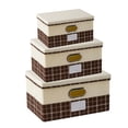 thumbnail image 1 of Caja de almacenaje Irfora 3 cubos de almacenamiento con tapas, cajas de almacenamiento plegables de lino y algodón con tapas, organizador de armario plegable con tapa para el hogar, dormitorio, ofici Irfora Caja de almacenaje, 1 of 7