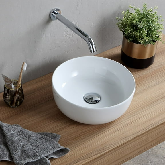 Nameeks Scarabeo 1808-No Hole Scarabeo Glam 13" Circular Ceramic Vessel Bathroom Sink -