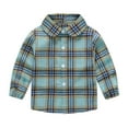 thumbnail image 2 of Nrmvnmi Toddler Boys Girls Fashion Plaid Shirt Turn Down Neck Long Sleeve Button Shirt Casual Shirts Size 18 Months-6 Years, 2 of 9