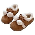 thumbnail image 3 of Quealent Girls Winter Slippers Fuzzy Warm Slip-On House Shoes with Durable Sole for Indoor & Outdoor for Little/Big Kid Coffee for Size 2.5, 3 of 9