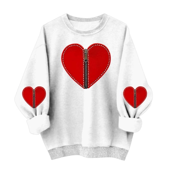 HAiming Womens Valentines Sweatshirt Loose Long Sleeve Crew Neck Pullover Cute Graphic Shirts Trendy Festival Tops