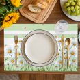 thumbnail image 4 of Spring Daisy Placemats Set of 12, Watercolor Flowers Floral Green Stripes Placemats for Dining Table, Place Mats for Kitchen Tabletop, Waterproof Wipeable Dining Table Mats Set, 4 of 9