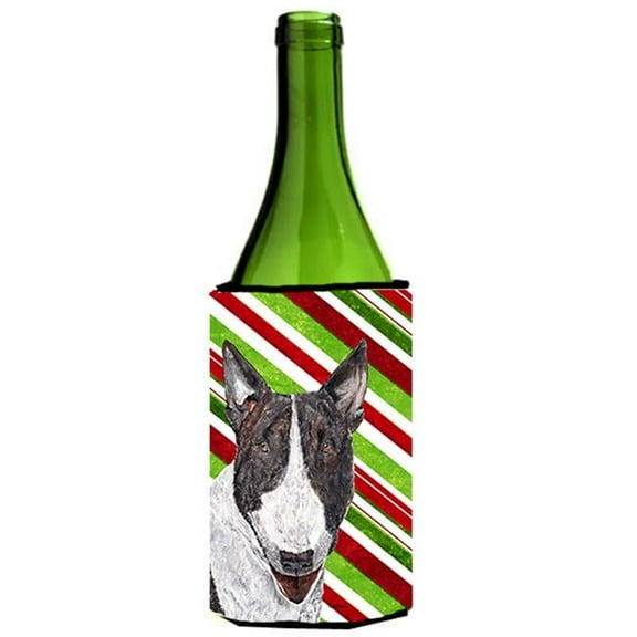 Bull Terrier Candy Cane Christmas Wine bottle sleeve Hugger - 24 oz.