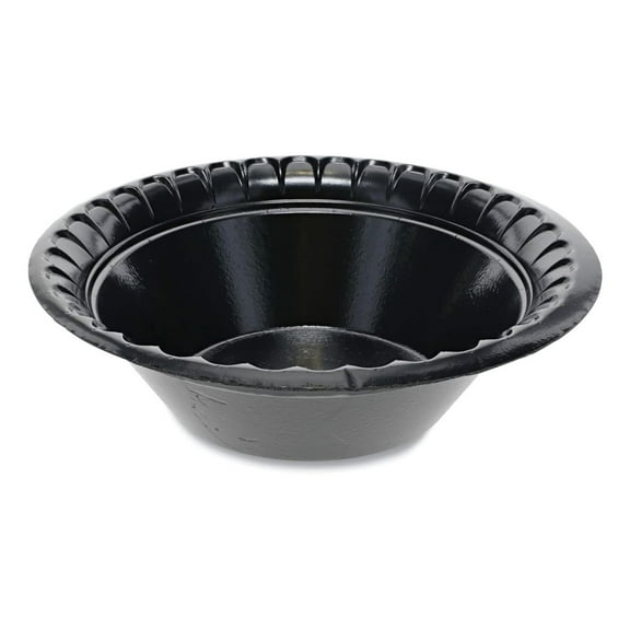 Placesetter Deluxe Laminated Foam Dinnerware, Bowl, 12 oz, 6" dia, Black, 1,000/Carton