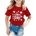 thumbnail image 2 of Zwiiyzr Summer Boys Girls T-Shirt "Happy Day Canada Day" Graphic Crewneck Short Sleeve Printed Tee Shirt Tops for Kids Teens 3-12 Years Red, 2 of 4
