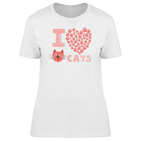 I Love Cats Heart Made Of Paws T-Shirt Women -Image by Shutterstock, Female Large