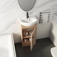 thumbnail image 3 of IVV 18" Small Bathroom Vanity with Sink Combo, Modern Freestanding Cabinet w/Soft Closing Door & Adjustable Shelf, White Ceramic Vessel Sink, Plain Light Oak, 3 of 10