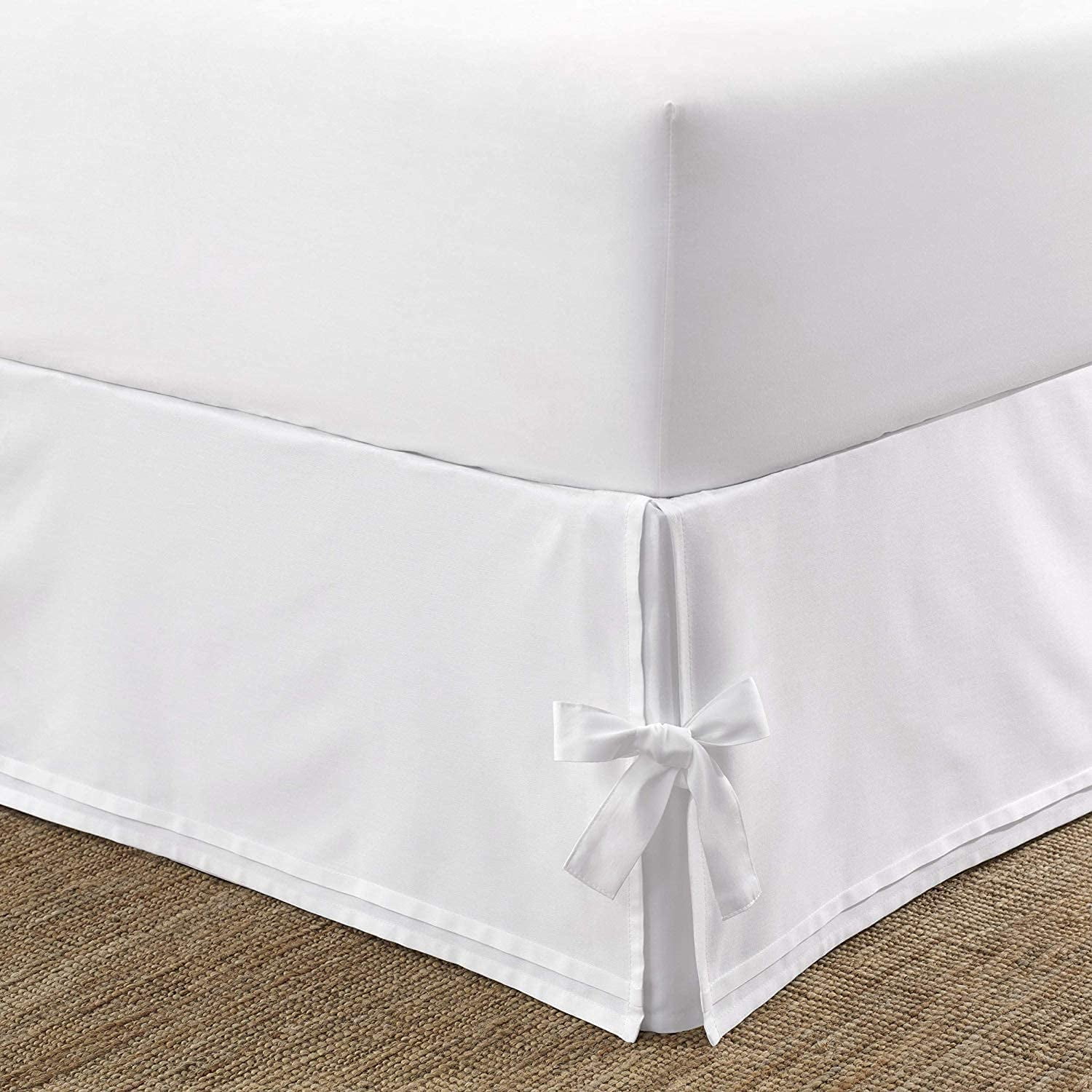 Luxurious Comfort Collection 800TC Pure Cotton Dust Ruffle Bed Skirt 19 Drop Length 100% Egyptian Cotton White King Size 