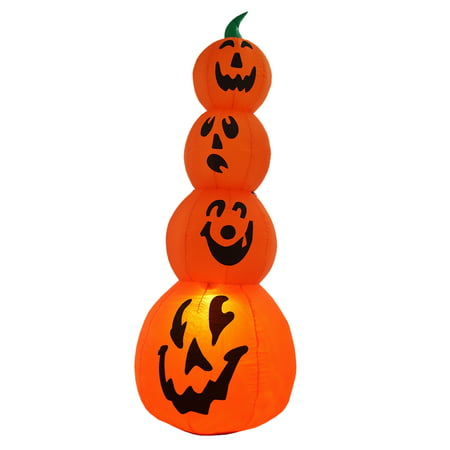 Homegear Halloween Decorations 6 Feet Inflatable Pumpkin Stack with LED Glow Light