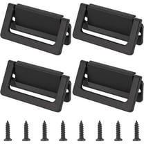 4 Set 4Pcs Alloy Recessed Pull Handle 2.9x1.5 inch Black Flush Pull Ring Handles with 2Pcs Screw for Sliding Door Cabinet Drawer Wardrobe Handle