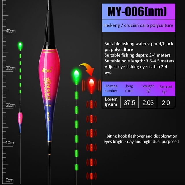 Equipamiento Deportivo Al Aire Libre Pesca luminosa Luz LED Flotador Agua superior Boya electrónica Equipo de pesca (6)