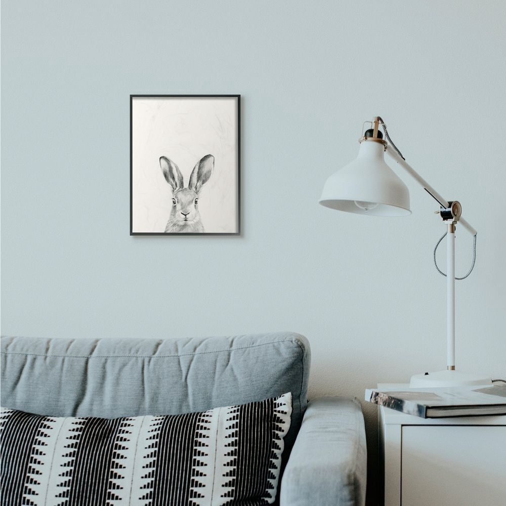 Stupell Industries Bunny Rabbit Portrait Grey Drawing Design Framed Wall Art by Victoria Borges