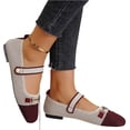 thumbnail image 2 of Willtoo Women's Knitted Cap Toe Mary Jane Shoes,Comfortable Square Toe Arch Support Walking Shoes Soft Sole Strappy Mesh Office Work Dress Shoes Elegant Ballets Flats, 2 of 5