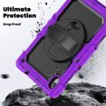 thumbnail image 3 of Case for Lenovo Tab K10 10.3 Inch/M10 FHD Plus 2020 2nd Gen with Screen Protector, 360 Degree Rotating Kickstand Hand Strap Heavy Duty Shockproof Cover with Shoulder Strap, Purple, 3 of 7