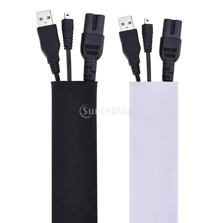 59 Inch Cable Management Neoprene Cord Cover Sleeve Wire Hider Concealer  Organizer System for Desk Computer Home Theater 