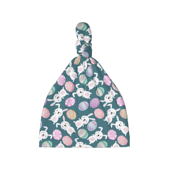 Sikiie Cute Rabbit Easter Baby Newborn Hats, Infant Knotted Baby Hat, Beanie Top Knot Caps for Baby Boys Girls