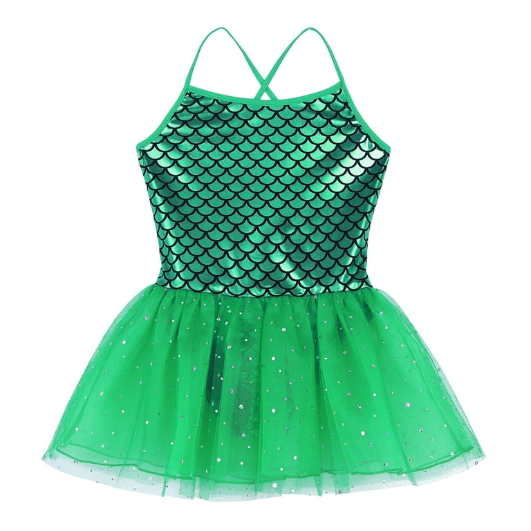 MSemis Kids Baby Girls Mermaid Ballet Tutu Dress Fish Scale Princess Skirts  Dance Leotard 3T-10 Green 4 - Walmart.com