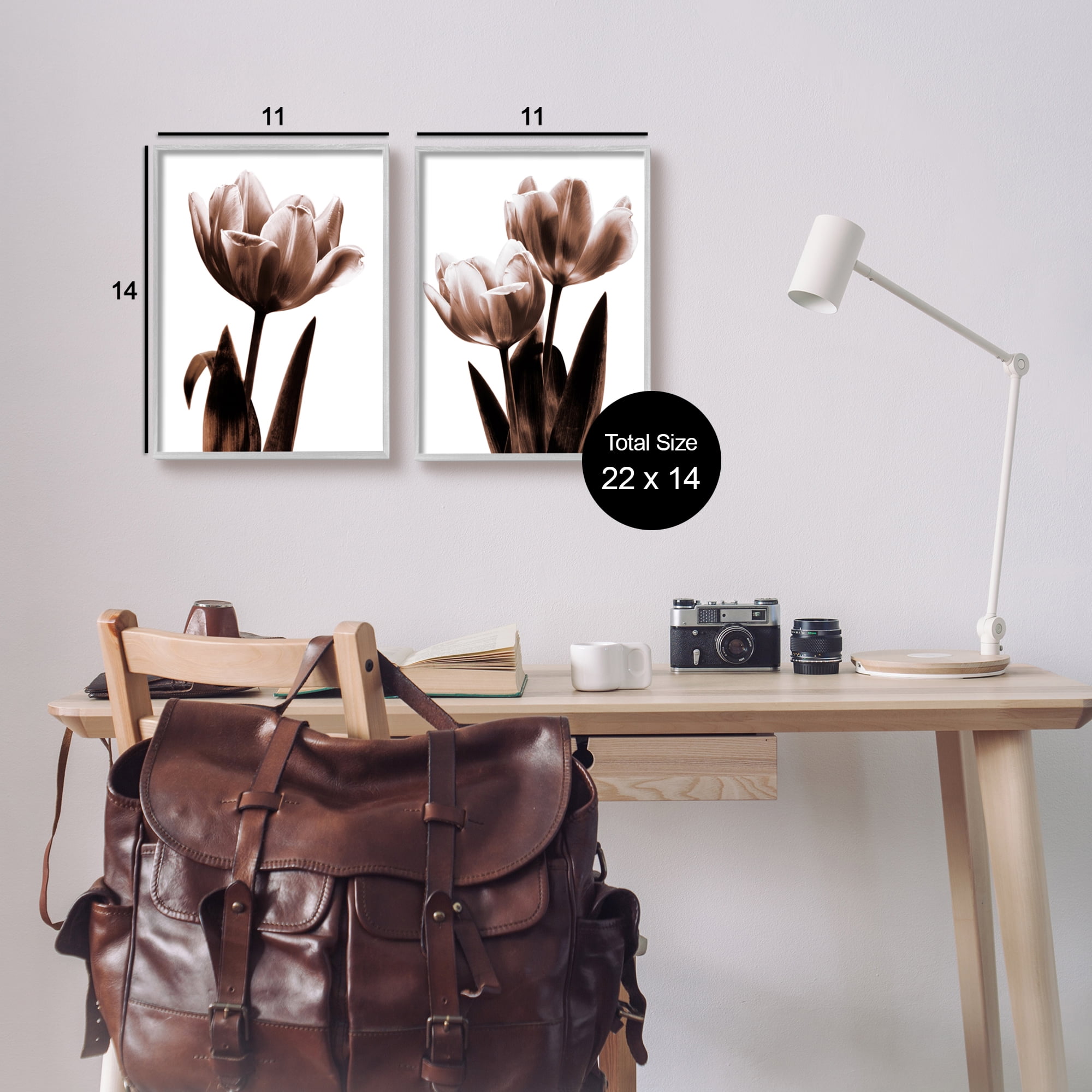 Stupell Industries Modern Tulip Silhouettes Botanical & Floral Photography Gray Framed Art Print Wall Art, 11 x 14, Set of 2