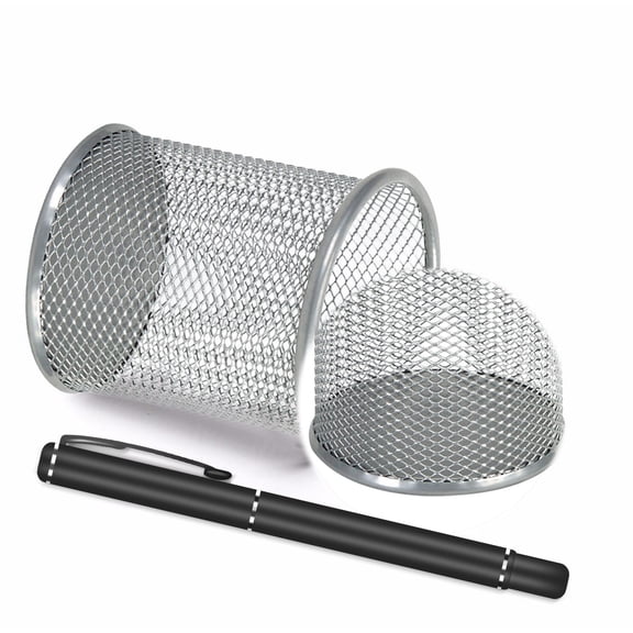 Japceit Office Desktop Storage Metal Multi-function Office Pen Bucket, Pen Holders, Metal Mesh Pencil Holders, Round Shaped Pen Holders for Desk, Office, Wire Mesh Container, Pen Organizer