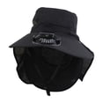 thumbnail image 2 of Shadoumai Chuarry Wide Brim Sun Hat with 2 Fan Outdoor Solar Powered USB Charging Fishing Hat with Neck Flap for Men Women, 2 of 4