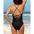 thumbnail image 2 of Charmo Womens Ruffle One Piece Swimsuits Cutout High Cut Bathing Monokini, 2 of 6