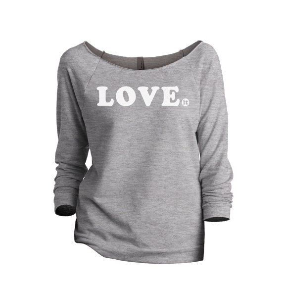 Love It Women's Fashion Slouchy 3/4 Sleeves Raglan Sweatshirt Sport Grey Small
