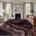 thumbnail image 3 of Abstract Marble Texture 8x10 Area Rug for Living Room Sectional Sofa, Purple Gold Modern Art Washable Non Slip Large Rectangle Area Rug, 3 of 9
