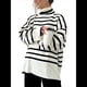 thumbnail image 2 of Suéter de Cuello Alto A Rayas para Mujer, Suéter Holgado Que Combina con L, 2 of 10