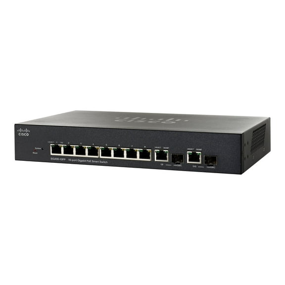 Cisco Small Business Smart SG200-10FP - Switch - managed - 8 x 10/100/1000 (PoE)   2 x 10/100/1000 - desktop, rack-mountable - PoE (62 W)