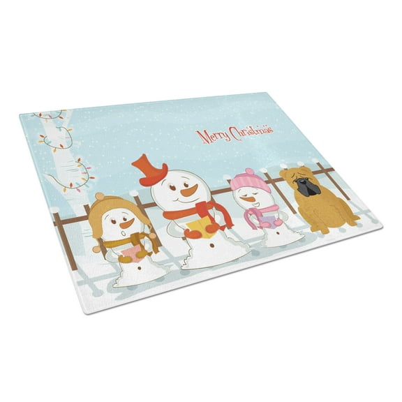 Caroline's Treasures Merry Christmas Carolers English Bulldog Red Glass Cutting Board Large