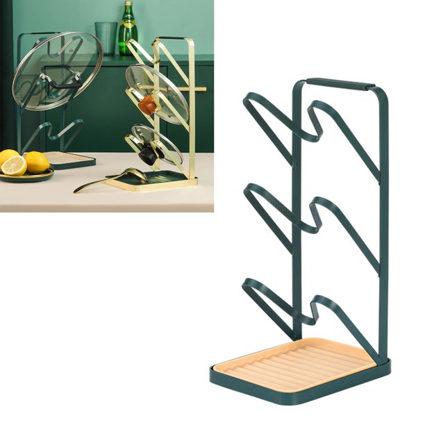 Soporte para tapa de olla, organizador de sartenes, estante de almacenamiento, ahorro de espacio, estante universal portátil de múltiples capas para Verde Baoblaze Estante de almacenamiento de cocina