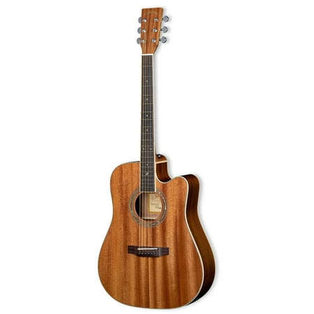 Zager Full Size ZAD50CE Solid Mahogany Acoustic Electric Guitar - African Mahogany Finish