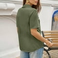 thumbnail image 3 of Garbnen Green Polo Shirts Women Fitted V Neck Dressy Short T Shirts for Women Collared Spring Summer Business Women's Blouse, 3 of 5