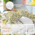 thumbnail image 2 of Yellow Lemon Bedding Duvet Cover Set Full Size 4 Pieces Pink Flower Leaf Pastoral Vintage Linen Bedding Set with Zipper Closure, 1 Comforter Cover 86x86 Inches 1 Flat Sheet & 2 Pillow Cases, 2 of 7