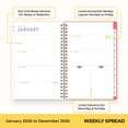 thumbnail image 4 of Blue Sky Artisans & Makers Sara Harding 2026 Weekly and Monthly Planner, January 2026 - December 2026, 5" x 8", Flexible Cover, Durable Wire Binding, Laminated Tabs, Pocket, Stickers, Bright Dahlias, 4 of 8