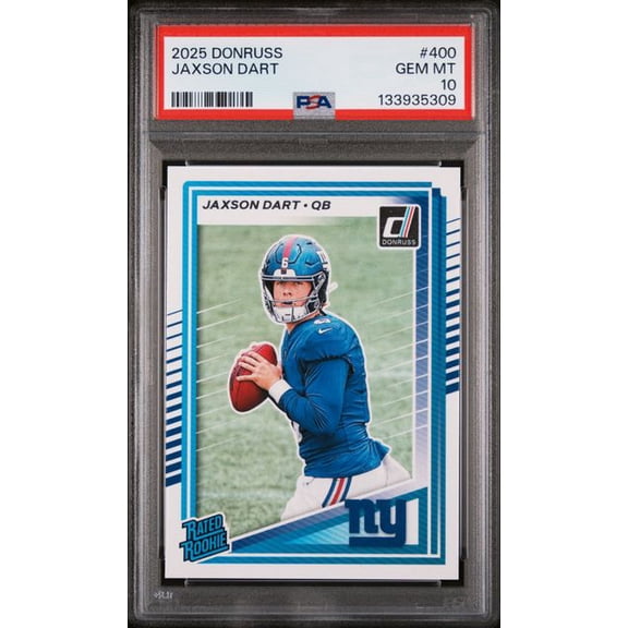 Graded 2025 Panini Donruss Jaxson Dart #400 Rookie RC Football Card PSA 10 Gem Mint