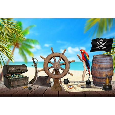 Image of ABPHOTO Polyester 7x5ft Pirates Themed Photo Backdrop Summer PartyPhoto Background