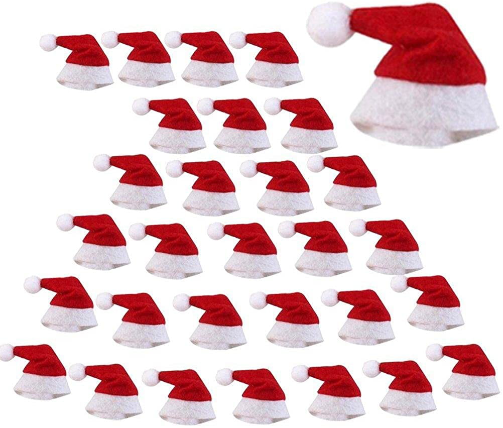 60pcs Mini Santa Claus Hats for Lollipop Christmas Holiday Decor Favor 