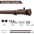 thumbnail image 4 of Deco Window 36 to 66 Inches Adjustable Curtain Rod for Windows with Endcap Finials & Bracket Set (1'' Diameter, Brown), 4 of 9