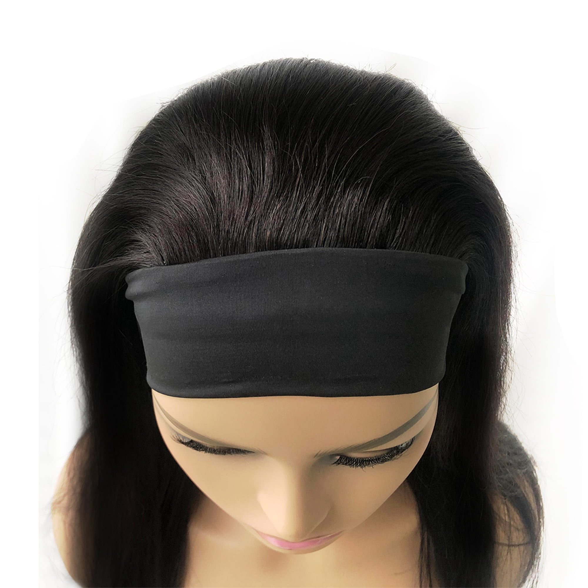 22inch Natural Black Straight viviabella Long Headband Wigs for Black Women Natural Looking Synthetic Wig with Headband Heat Resistant